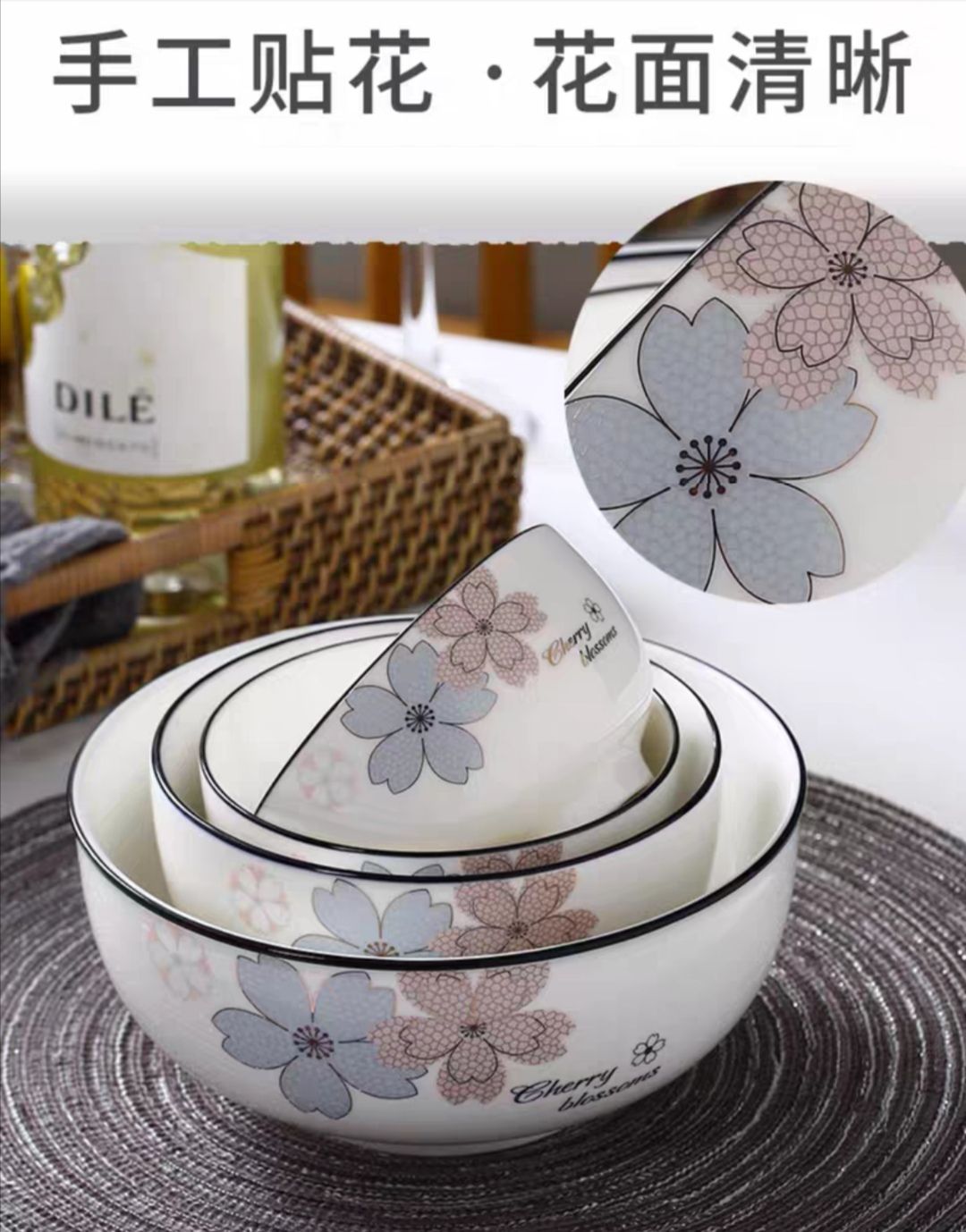Youzun ceramic bowls, plates and tableware pieces can be freely combined with water, wood and clear flowers detail image 9
