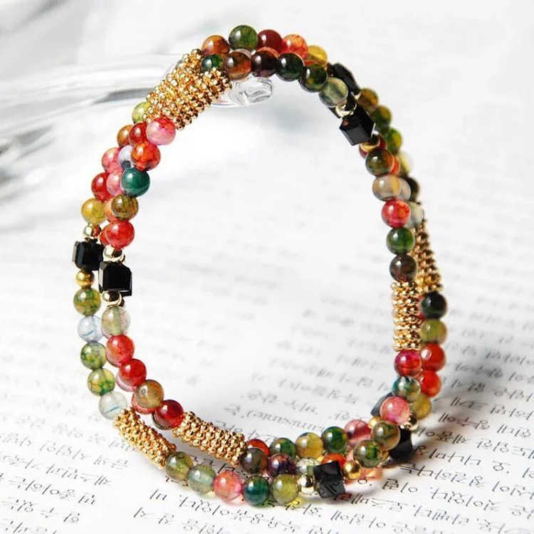 Totem Jewelry Agate Beaded Three-Circle Bracelet Bracelet Specification drawing