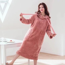 2020年冬季新款睡袍韩版女士珊瑚绒加厚家居睡裙