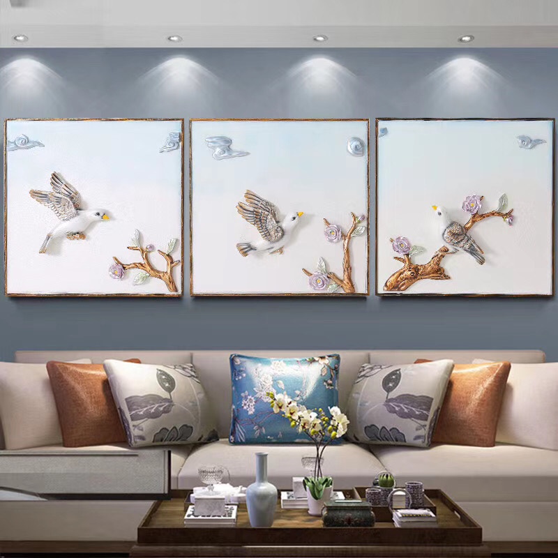 Fd-012-1 Process Embossed painting hanging on the background wall of home atmosphere sofa a new Chinese three-piece set full figure