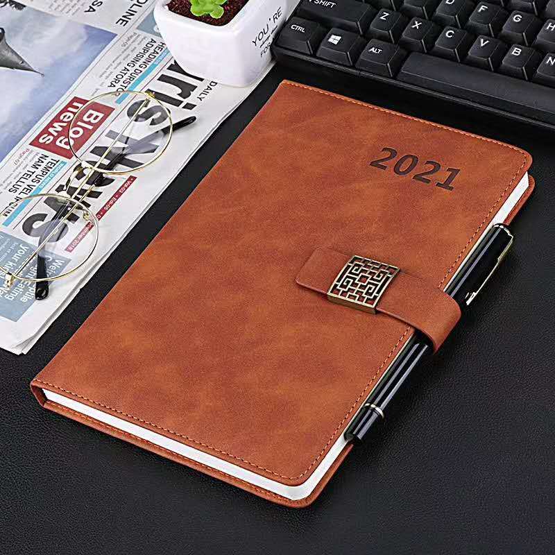 Xin Hong Zhong Simple Text Leather Vintage Craft 2019 Calendar Notebook undefined