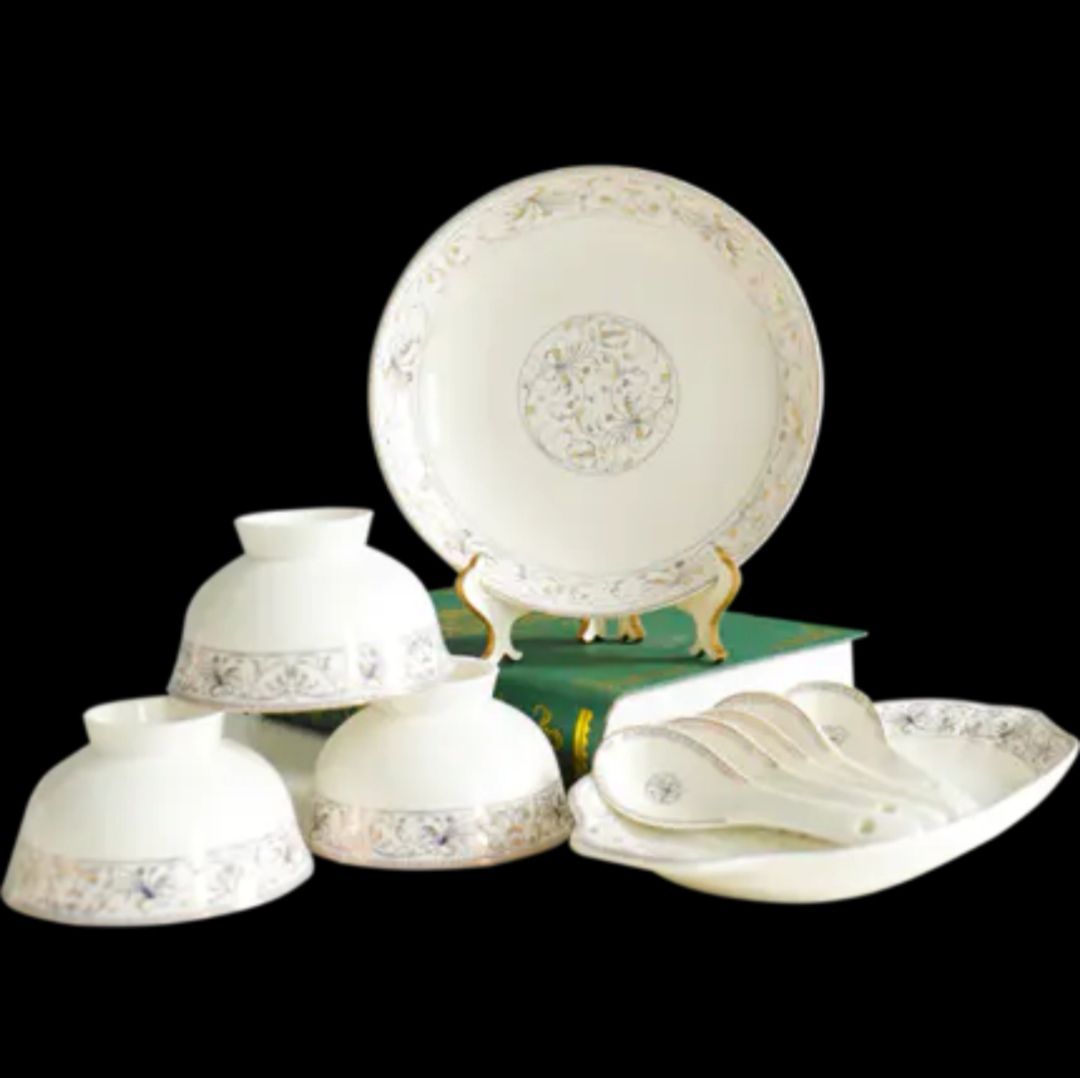 New bone China Golden Courtyard: Free combination of ceramic disassembled pieces, bowls and plates, ceramic tableware disassembled pieces details Picture