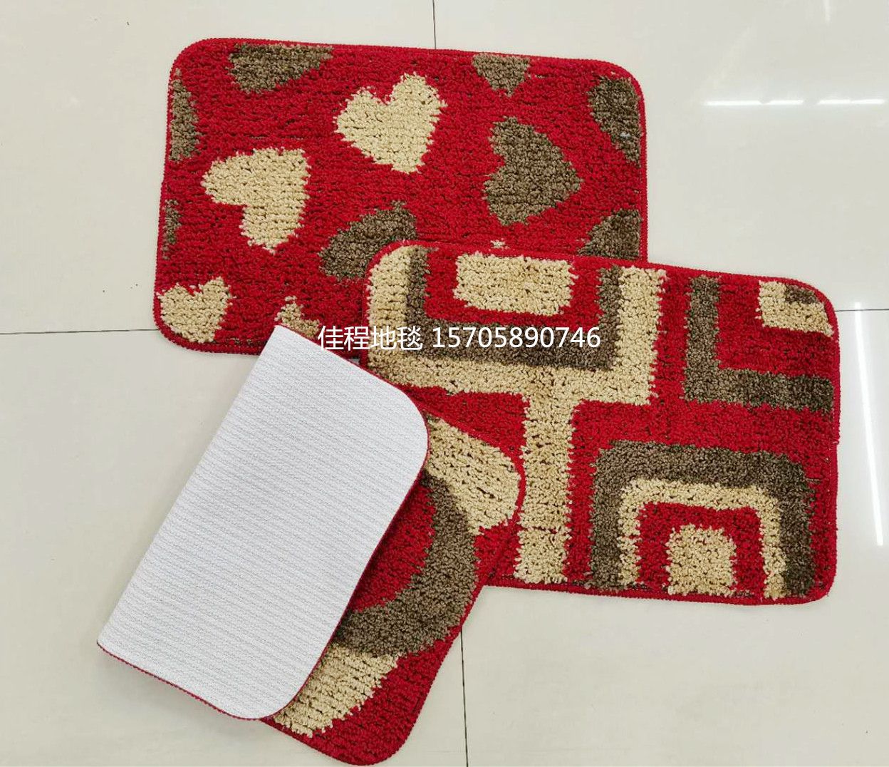 New TPR bottom curved head gauze floor mat, anti-slip foot mat, home door mat, large flower floor mat, curved head gauze door mat details Picture