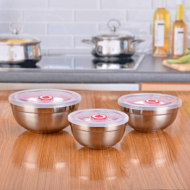 304 stainless steel bowl double layer heat insulation ironing bowl thickened sealed children's tableware rice bowl thumbnail