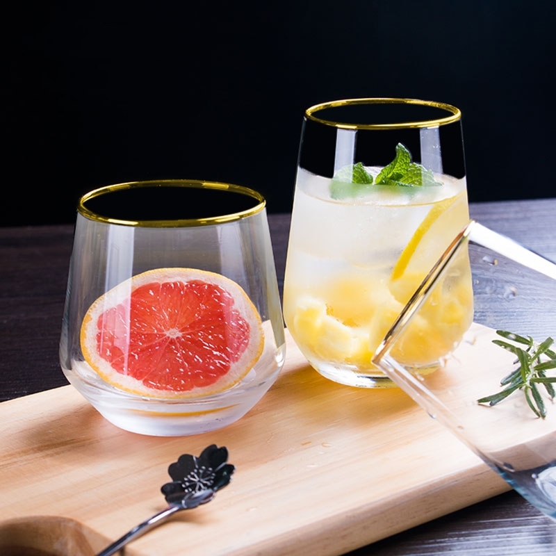 Direct sales of short water cups, gold-rimmed cups, ins feng shui cups, juice cups and beverage cups in stock