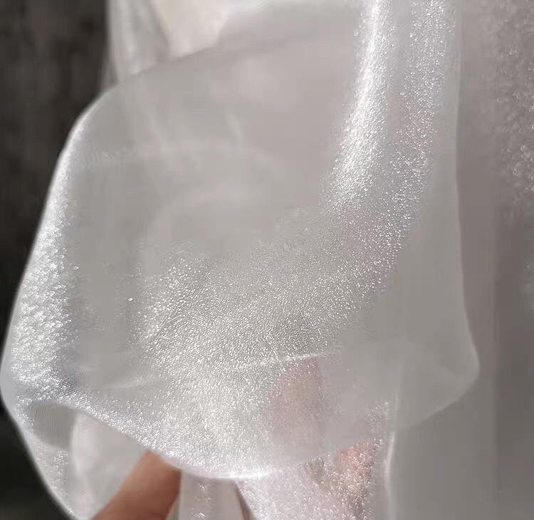 珠光水晶单色雪纱欧根纱面料服装2022新款