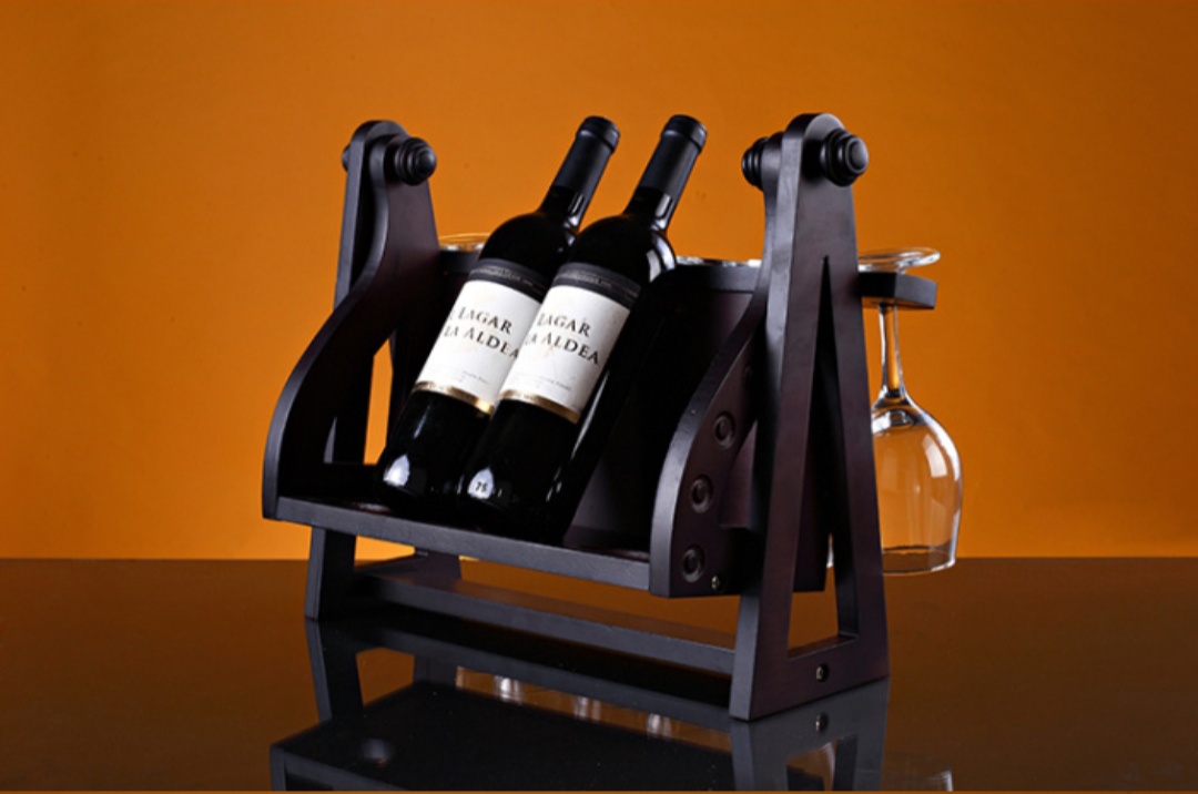 复古古典木红酒酒架摇椅