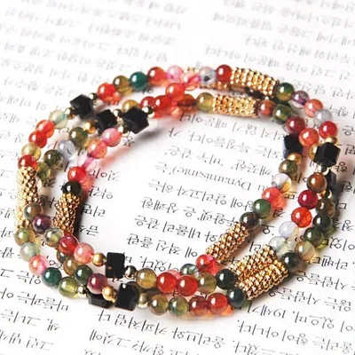 Totem Jewelry Agate Beaded Three-Circle Bracelet Bracelet