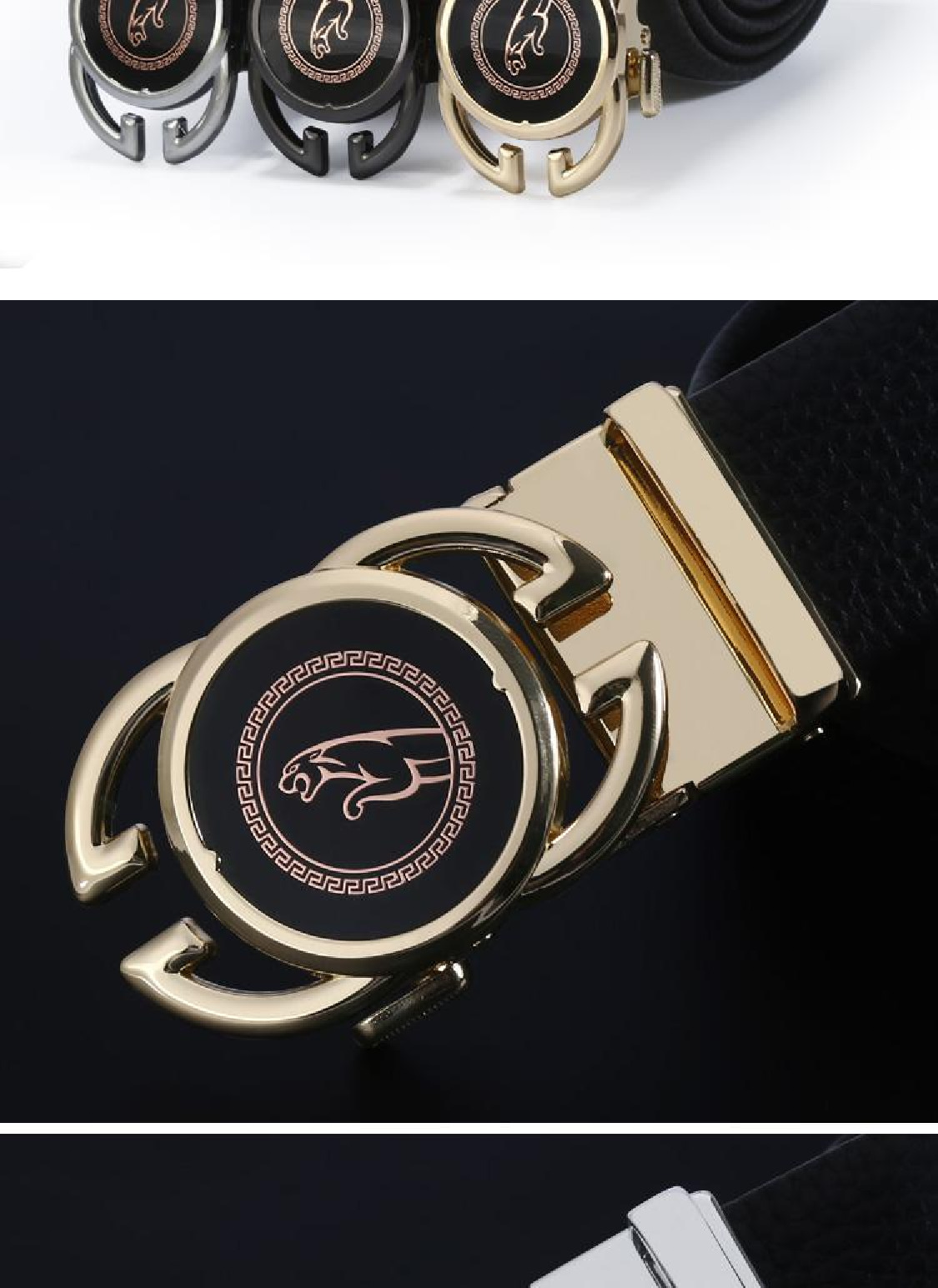 Wholesale of men's best-selling and versatile leather alloy automatic buckle casual belts for young people detail image 8