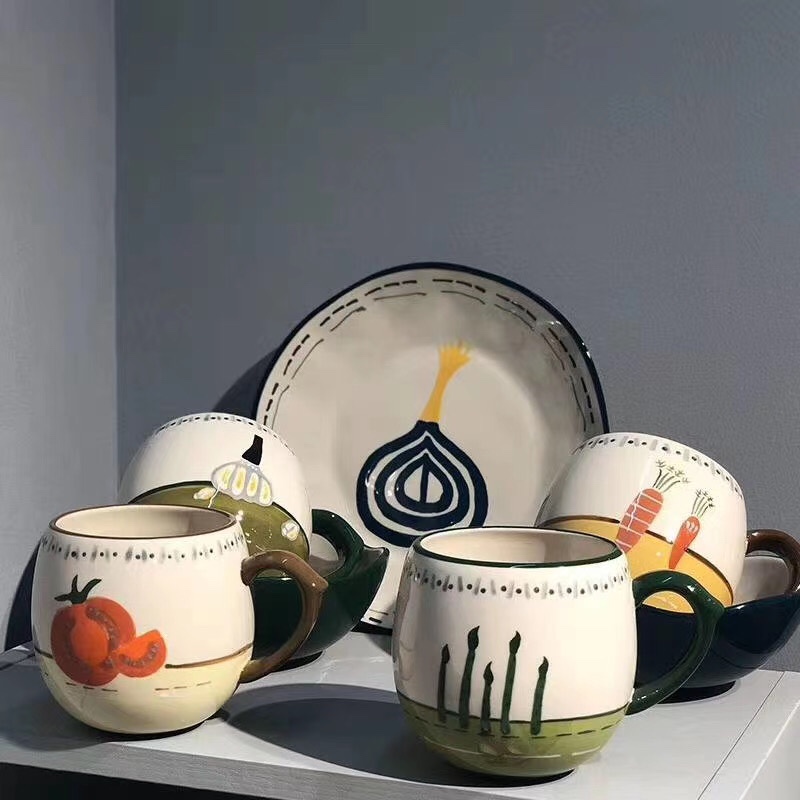 蔬菜花色田园手绘陶瓷工艺品餐具彬耀328