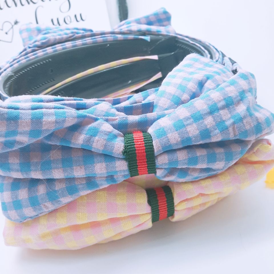 Summer new net red female small fresh cotton big knot hair band sweet handmade headband hair accessories details Picture