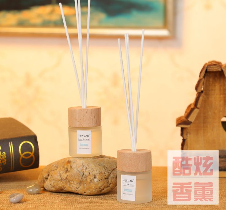 KUXUAN large wooden cap frosted bottle aromatherapy with rattan balls, the air is fresh and fragrant Application Scenario