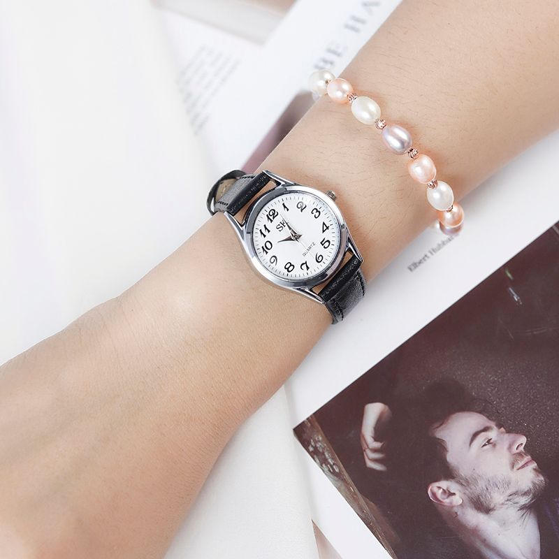 Digital leather strap watch detail image 2