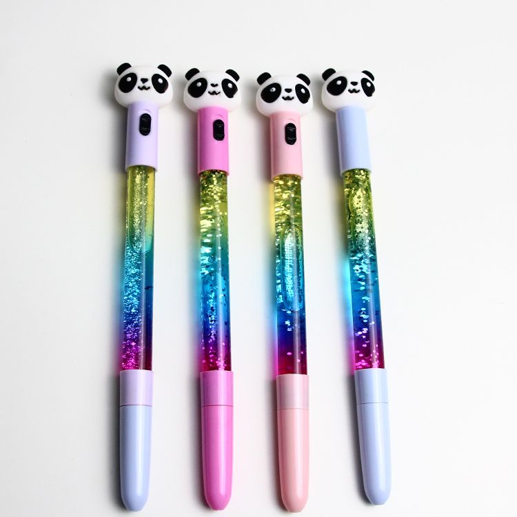 Hot style quicksand lighting panda shape neutral pen