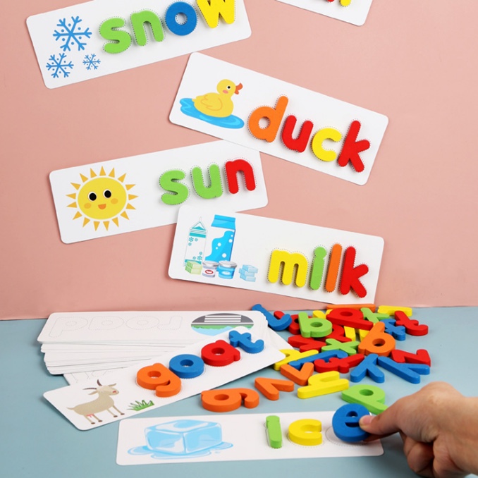 儿童拼单词游戏卡片26个英文字母早教认知单词拼写练习学英语教具详情图1