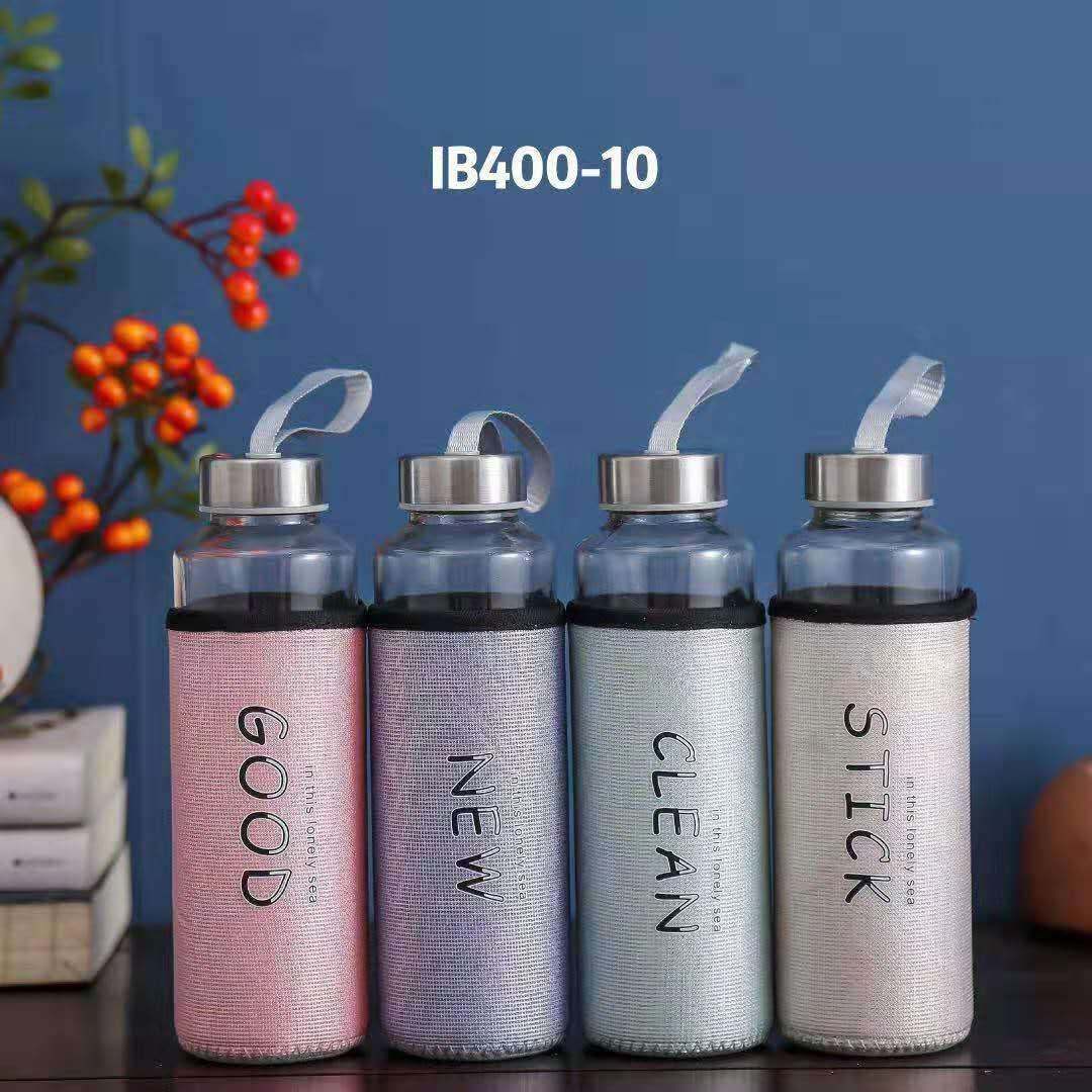 New color shiny silk cloth glass cup, portable single-layer water cup, simple covered tea cup, heat-insulating and anti-drop glass cup undefined