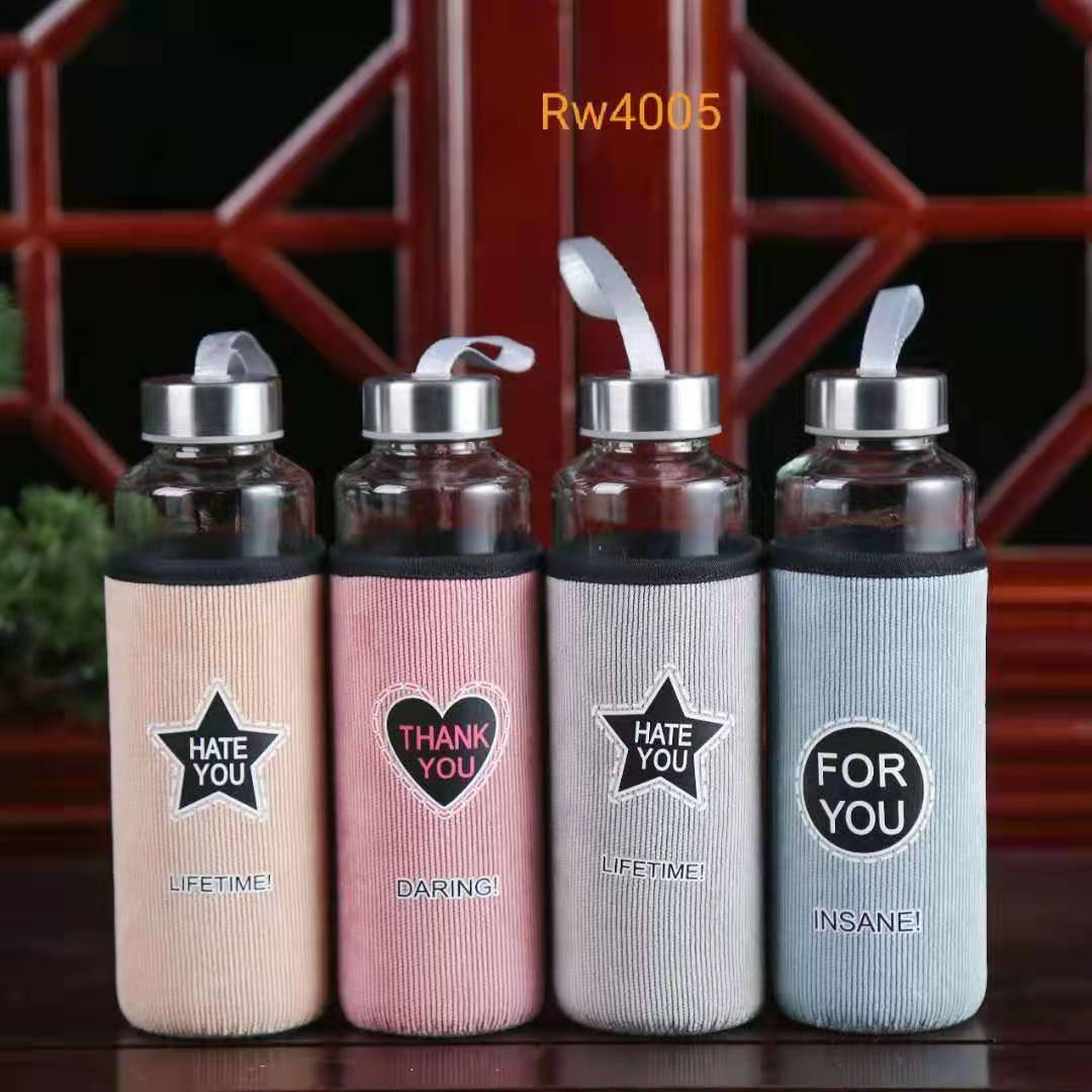 New corduroy glass cup, portable single-layer water cup, simple covered tea cup, heat-insulating and anti-drop glass cup undefined