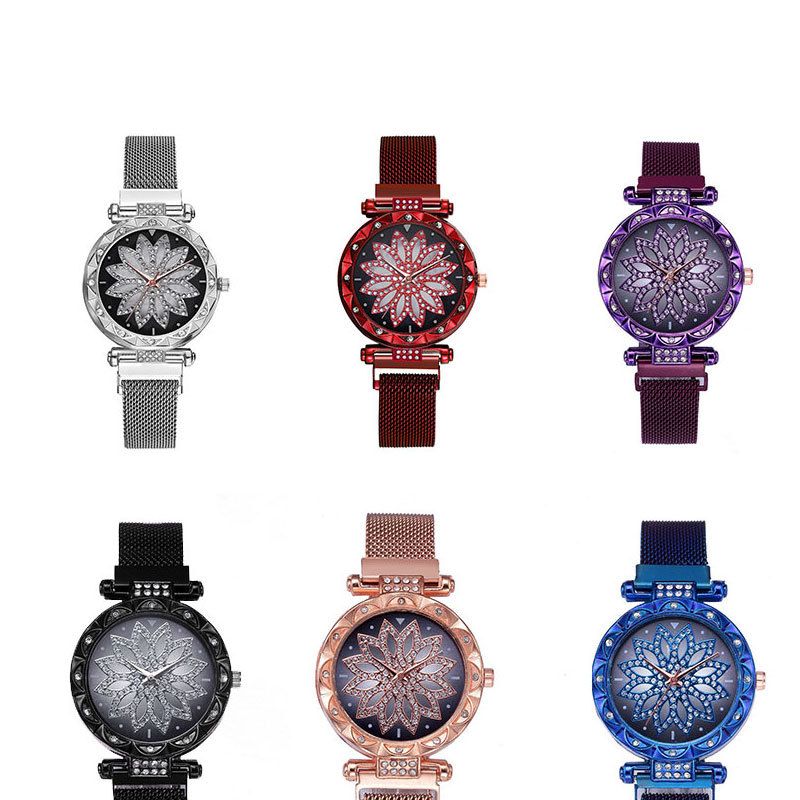 Fashionable leather strap magnet watch detail image 1