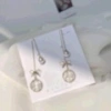 S925 Silver needle bow Dreamcatcher tassel earrings, a female Internet celebrity with an extremely ethereal charm, Korean long pearl earrings with pomelo ears Item Picture