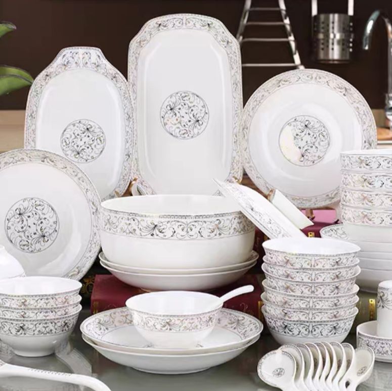 New bone China Golden Courtyard: Free combination of ceramic disassembled pieces, bowls and plates, ceramic tableware disassembled pieces Application Scenario