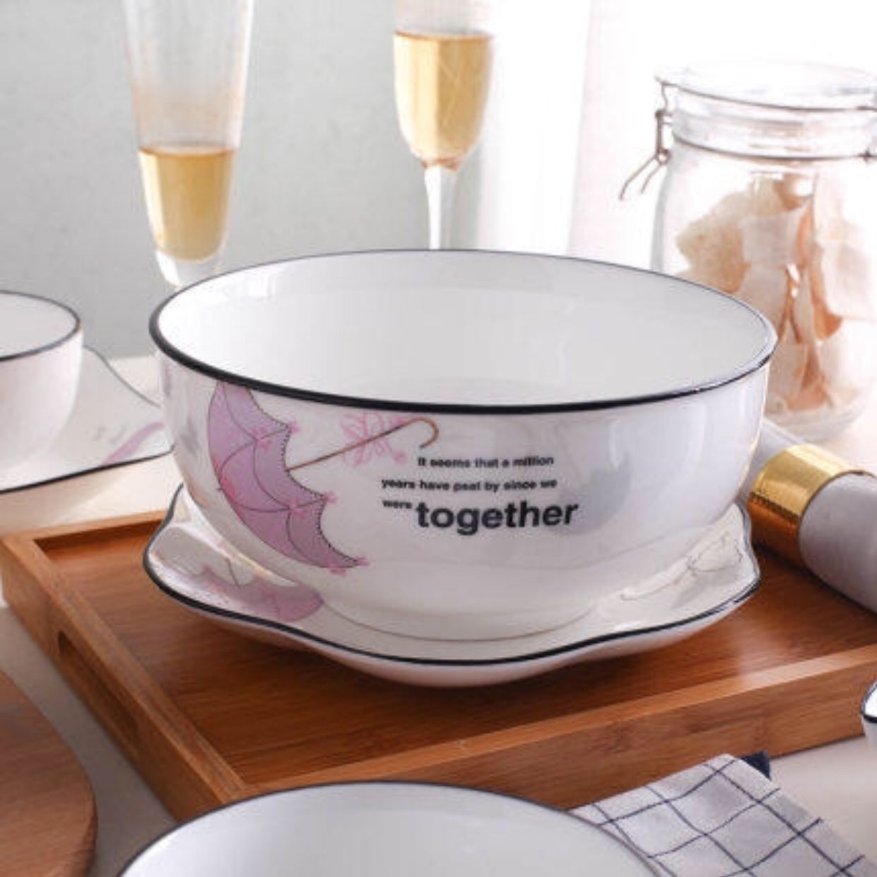 Disassembled bowls, plates, ceramic tableware, Nordic style, free combination, summer sentiment Item Picture