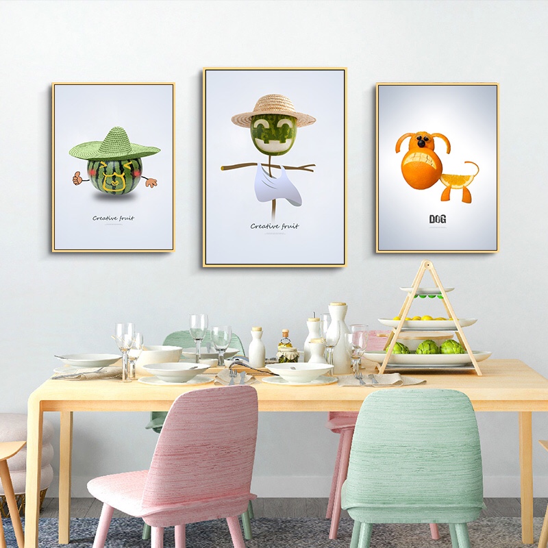 餐厅装饰画饭厅餐桌背景墙壁画现代简约客厅墙面挂画歺厅水果墙画
