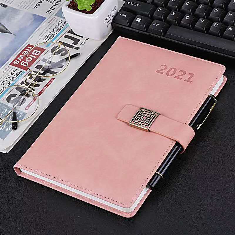 Xin Hong Zhong Simple Text Leather Vintage Craft 2019 Calendar Notebook undefined