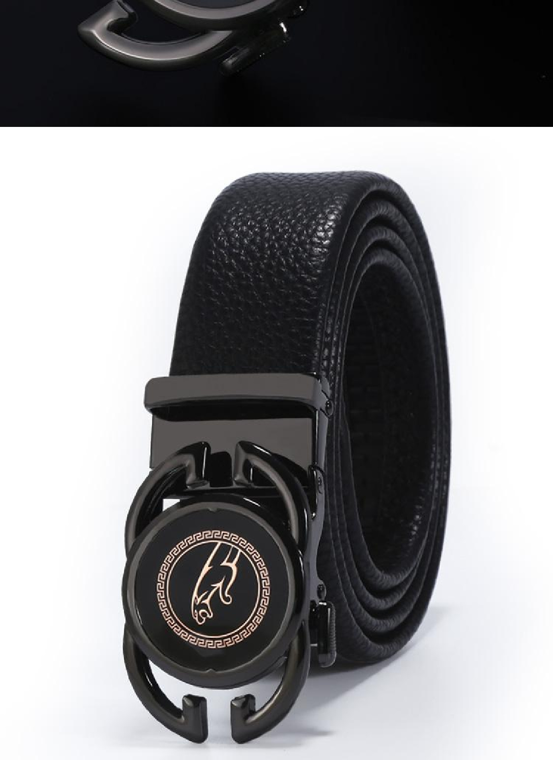 Wholesale of men's best-selling and versatile leather alloy automatic buckle casual belts for young people detail image 10