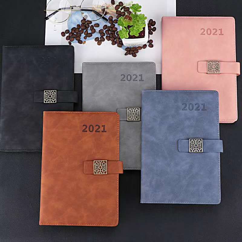 Xin Hong Zhong Simple Text Leather Vintage Craft 2019 Calendar Notebook details Picture