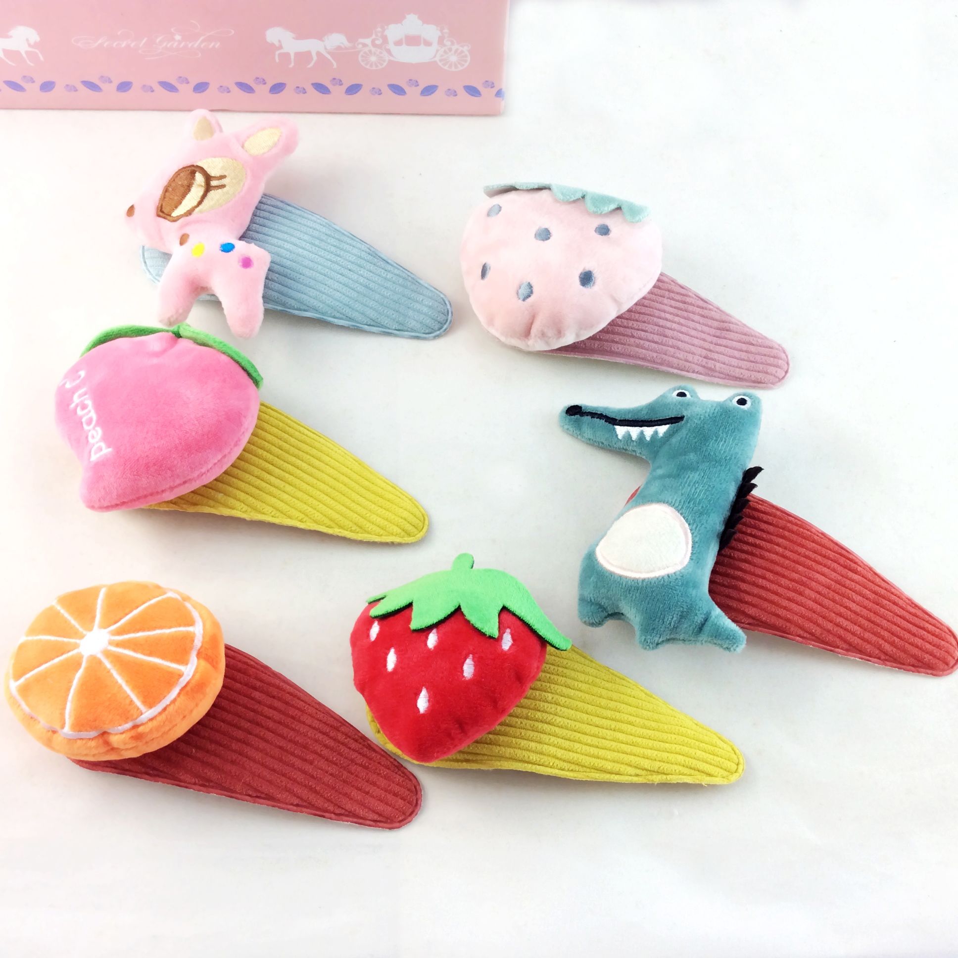 Fluffy toy dinosaur hair clip cute hair accessories woman face bangs BB clip fruit super big edge clip cartoon hair clip