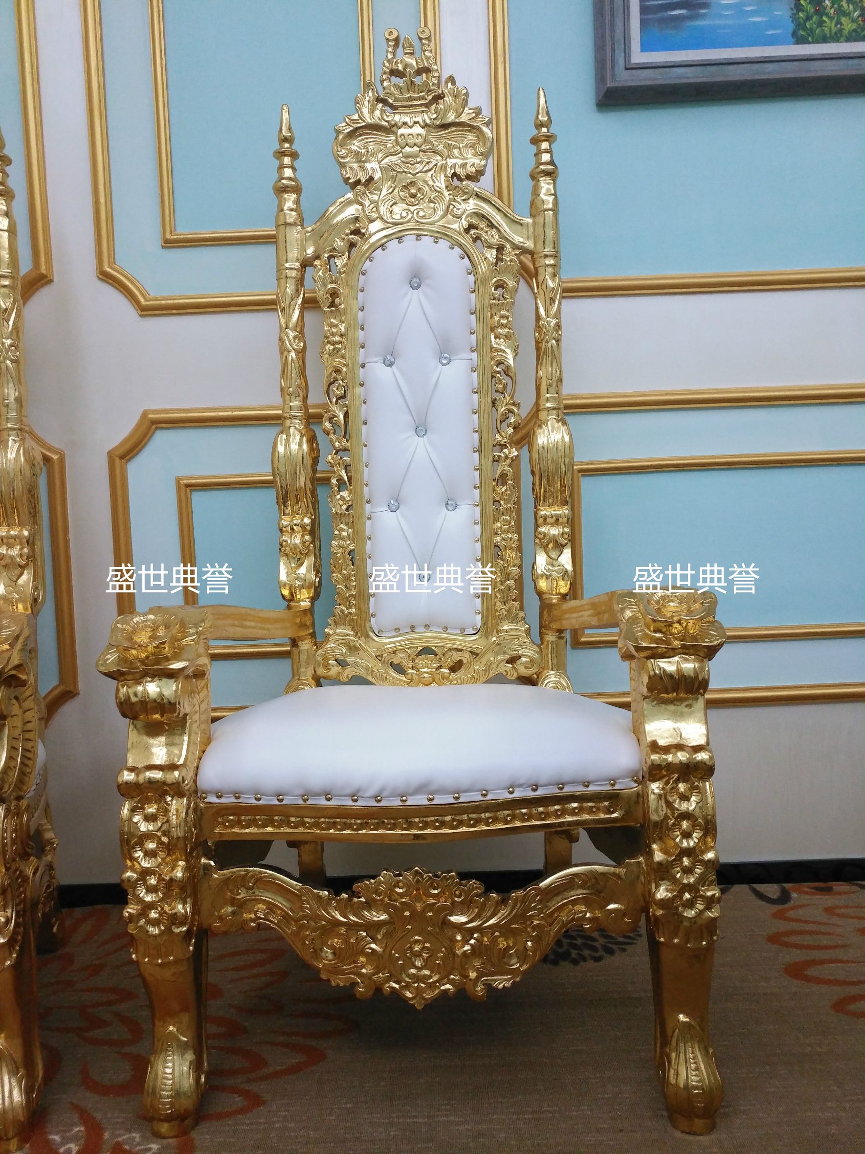 义乌外贸厂家专业定制形象椅国王椅实木雕花婚礼沙发高靠背贵宾椅详情图2