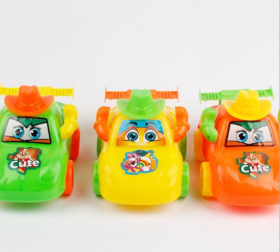 多彩卡通塑料玩具车 惯性拉线车 儿童玩具热卖 亲子游戏两元货源