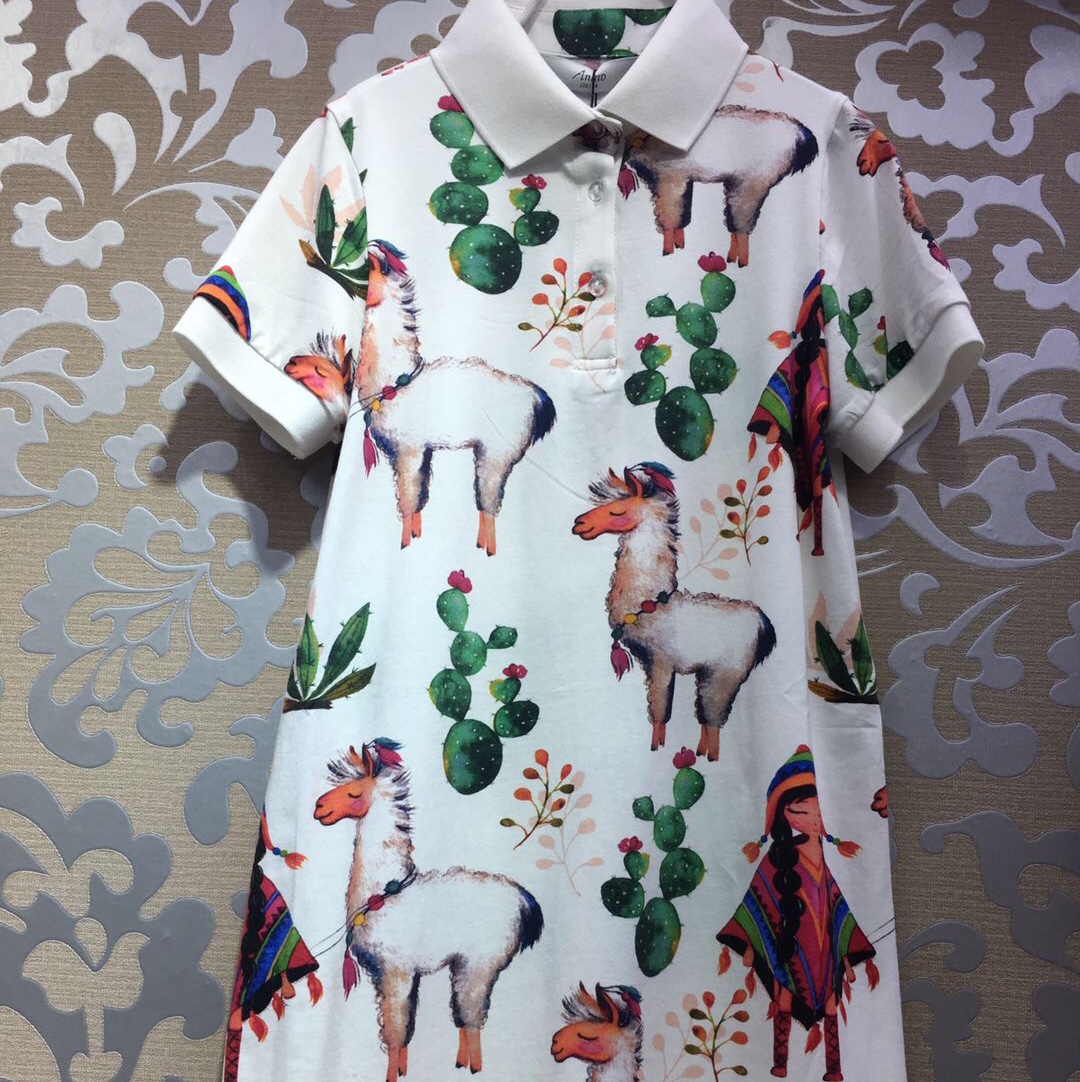 Knitted full-print dress