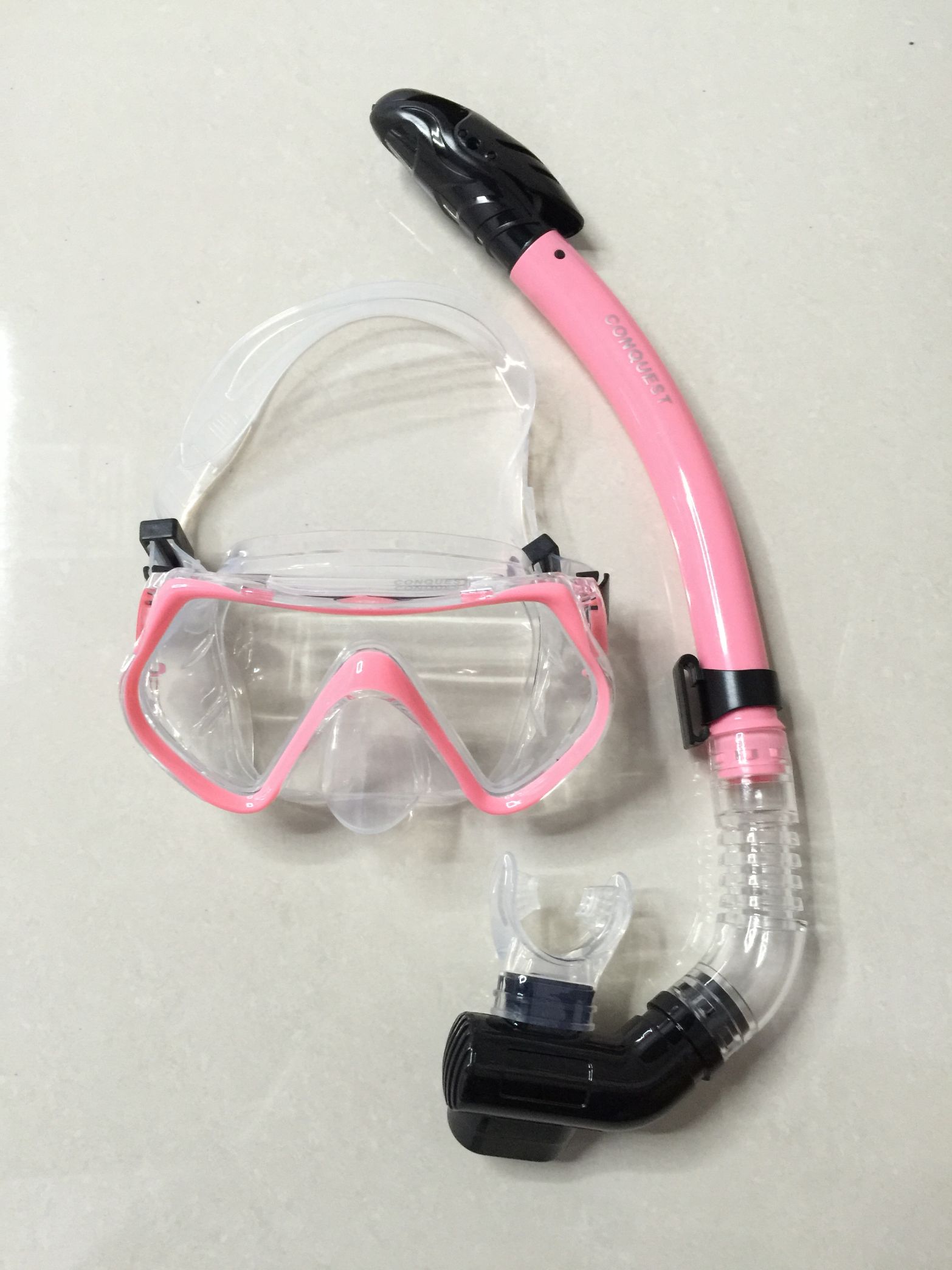 搏路厂家批发 现货供应潜水镜 全干式呼吸管 M1526S/S14S潜水套装 粉色