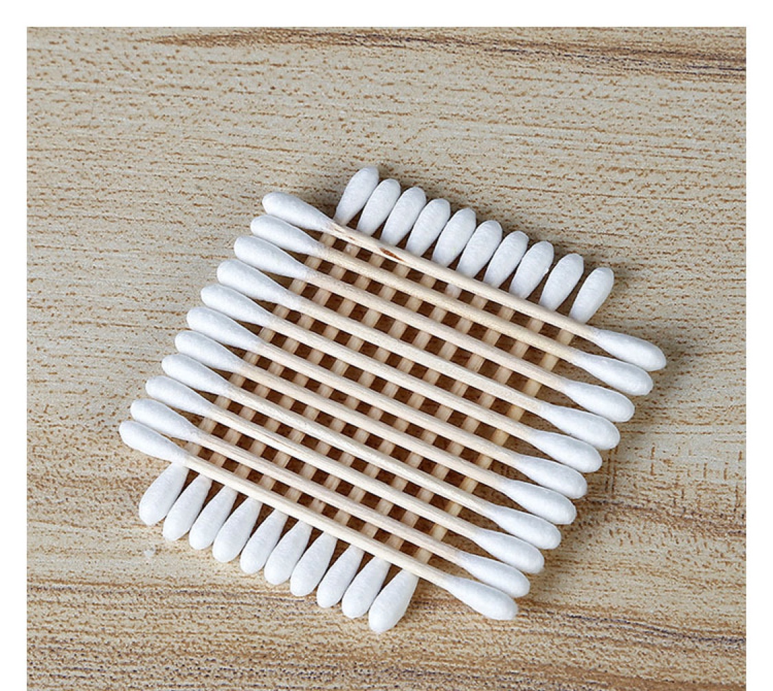 300 One-Piece Square Box Wooden Sticks Cotton Swabs Cotton Swabs Disposable Cleaning Hygiene Makeup Remover Cotton Double Head Absorbent Cotton Specification drawing