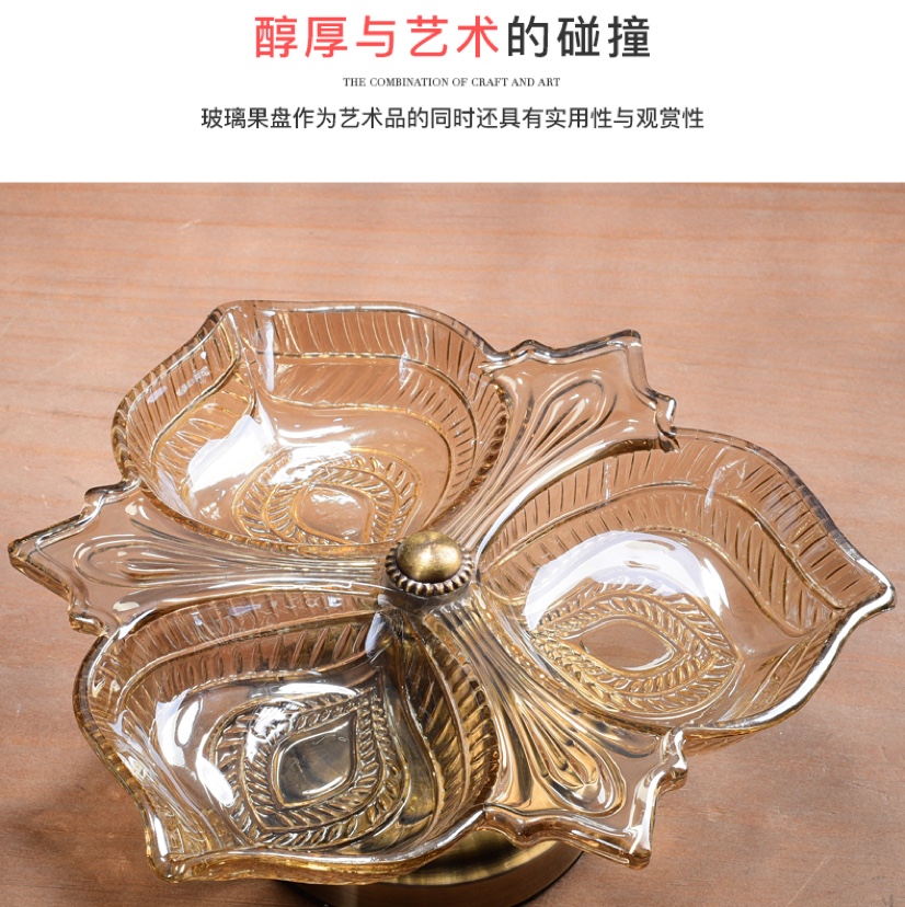 Europe light luxury creative crystal glass candy dry fruit bowl living room dining room tea table hotel club decoration thumbnail