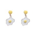 S925 Silver Needle Japanese-style cute poached egg fried egg, unique, small, exquisite and simple earrings, ear pendants, ear clips, ear ornaments, women's pomelo ears undefined