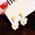 S925 Silver Needle Japanese-style cute poached egg fried egg, unique, small, exquisite and simple earrings, ear pendants, ear clips, ear ornaments, women's pomelo ears Item Picture