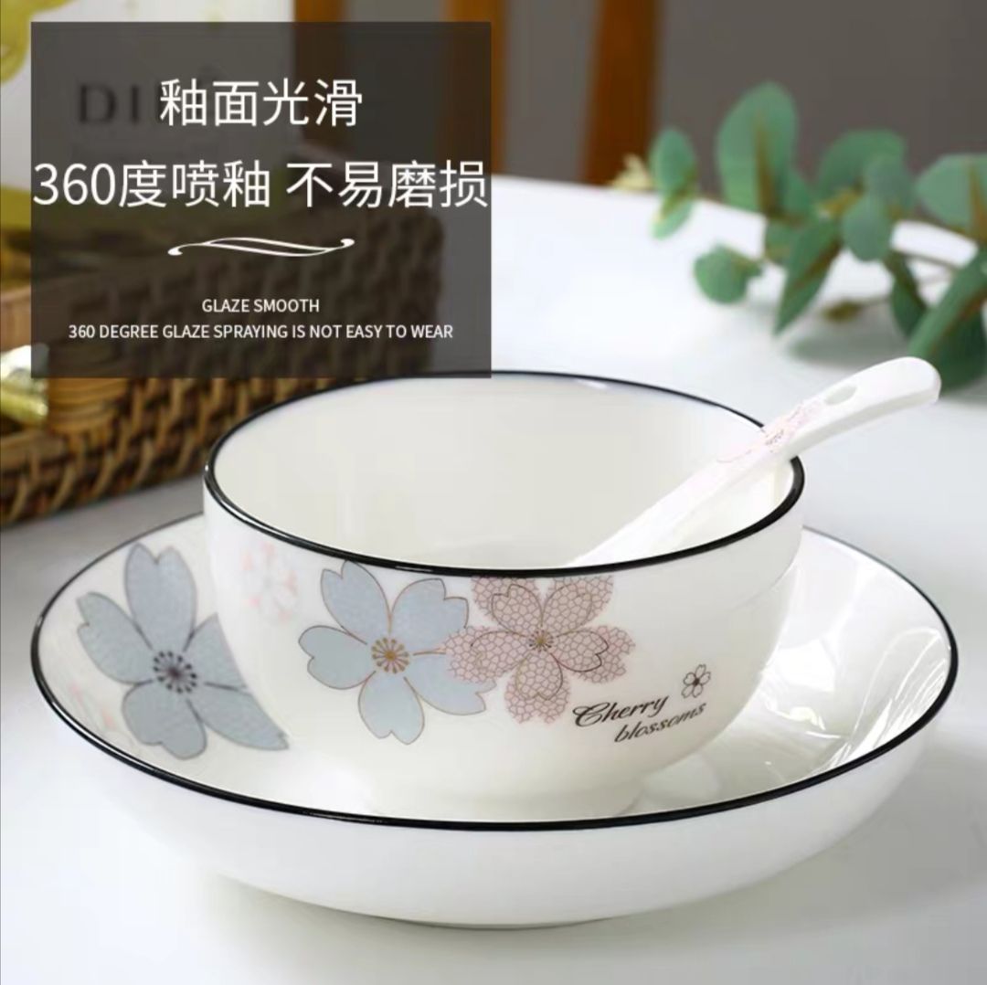 Youzun ceramic bowls, plates and tableware pieces can be freely combined with water, wood and clear flowers Specification image