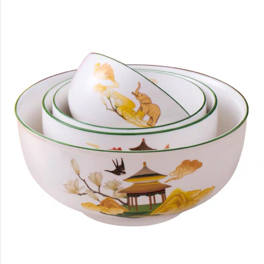 故宫文创 碗盘 家用陶瓷釉中彩 创意搭配 故宫联名 新中式 御花园白底实物图