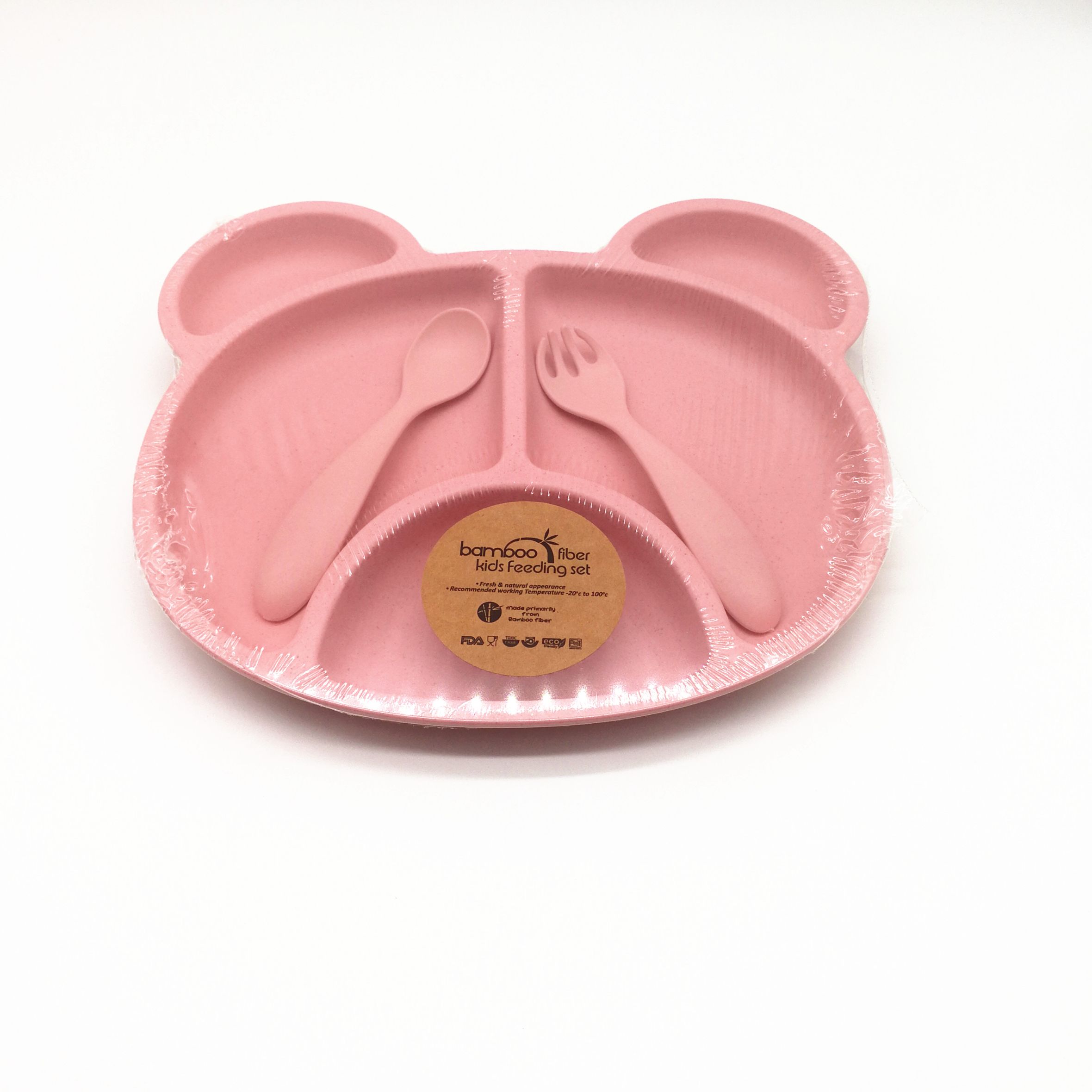 Bamboo fiber environmental protection children's tableware three-piece set big bear plate fork spoon thumbnail