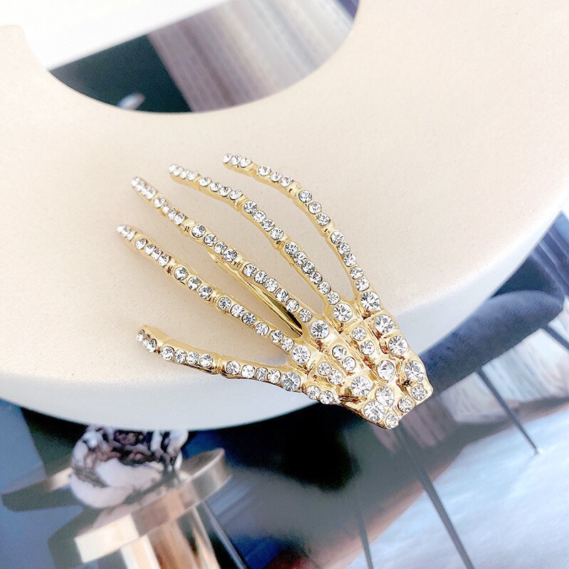 原宿风手爪发夹女韩国ins可爱水钻边夹一字夹气质后脑勺夹子顶夹