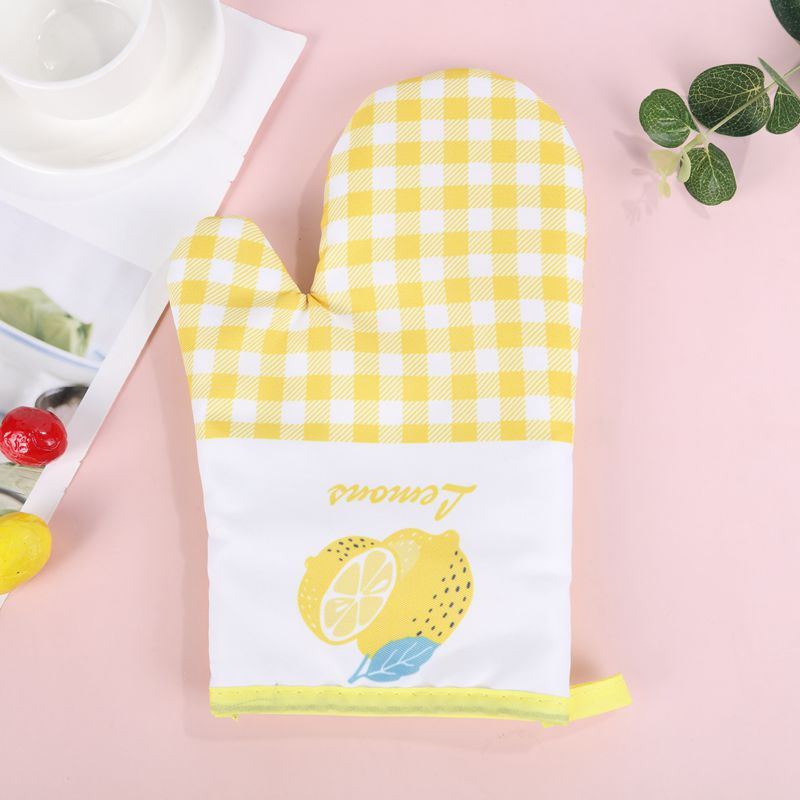 Thickened Oven Gloves Heat Resistant Hand Gloves Twill Fruit Microwave Oven Heat Insulation Gloves Wholesale Specification drawing
