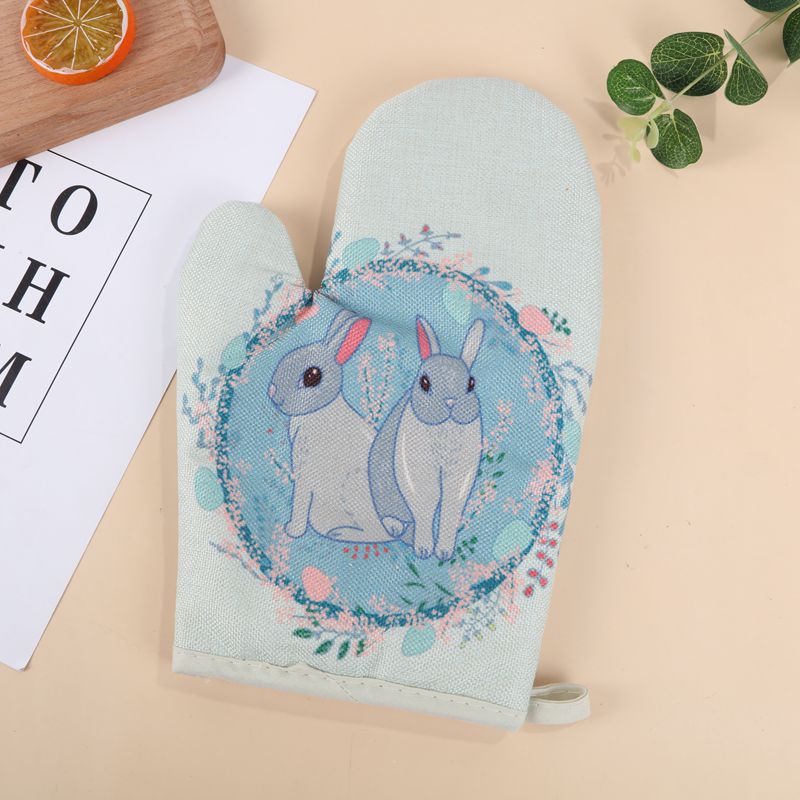 Thickened Oven Gloves Heat Resistant Gloves Cotton Hemp Microwave Oven Heat Insulation Gloves Wholesale Specification drawing