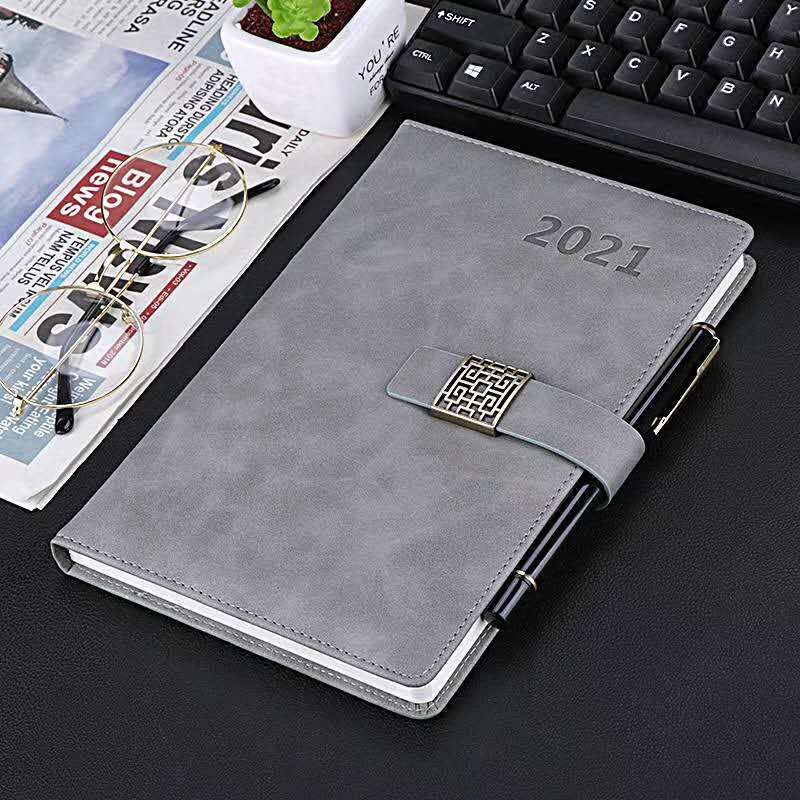 Xin Hong Zhong Simple Text Leather Vintage Craft 2019 Calendar Notebook undefined