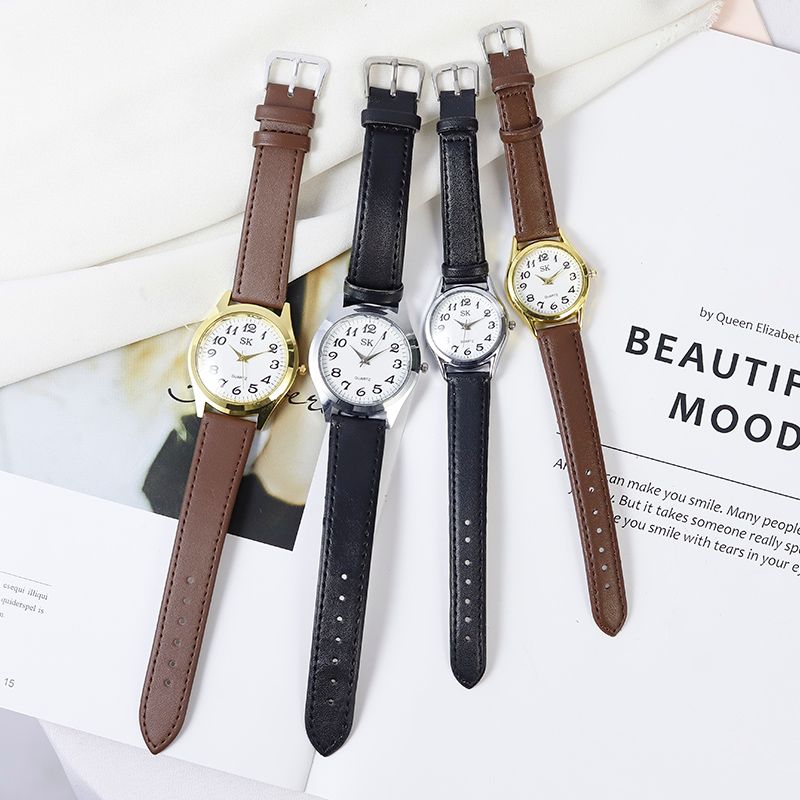 Digital leather strap watch