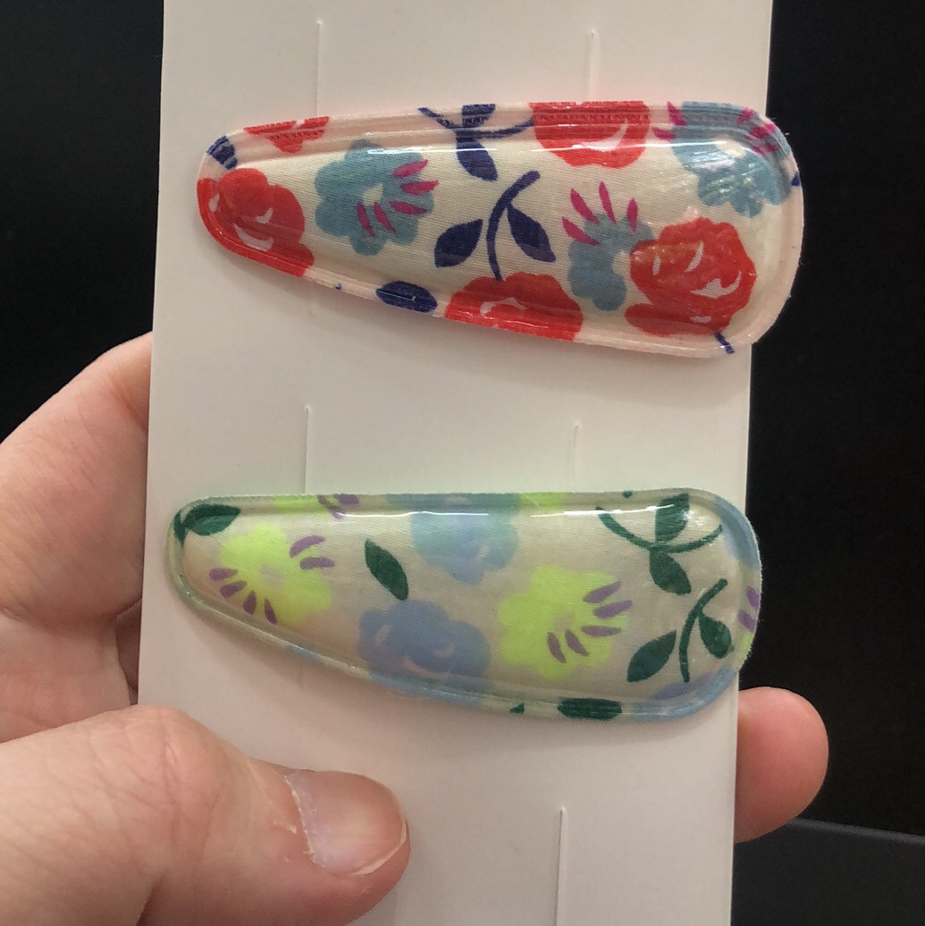 Summer refreshing floral fabric with transparent pu film BB clip