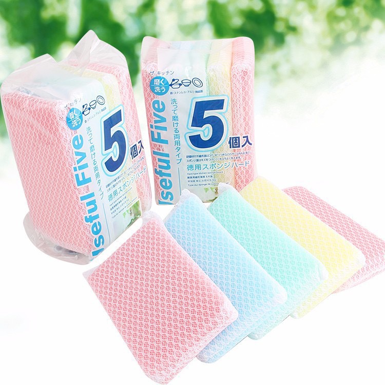 Japanese mesh stain removal sponge Candy-colored sponge scrub powerful stain removal kitchen dishwashing sponge brush thumbnail
