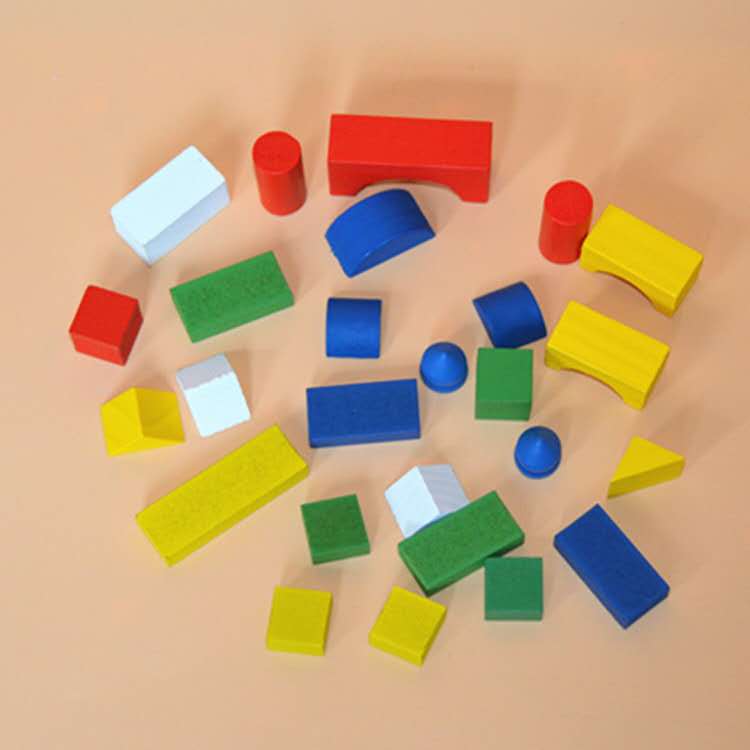 Wooden castle building block geometry set for children and primary school students' math teaching AIDS building blocks details Picture