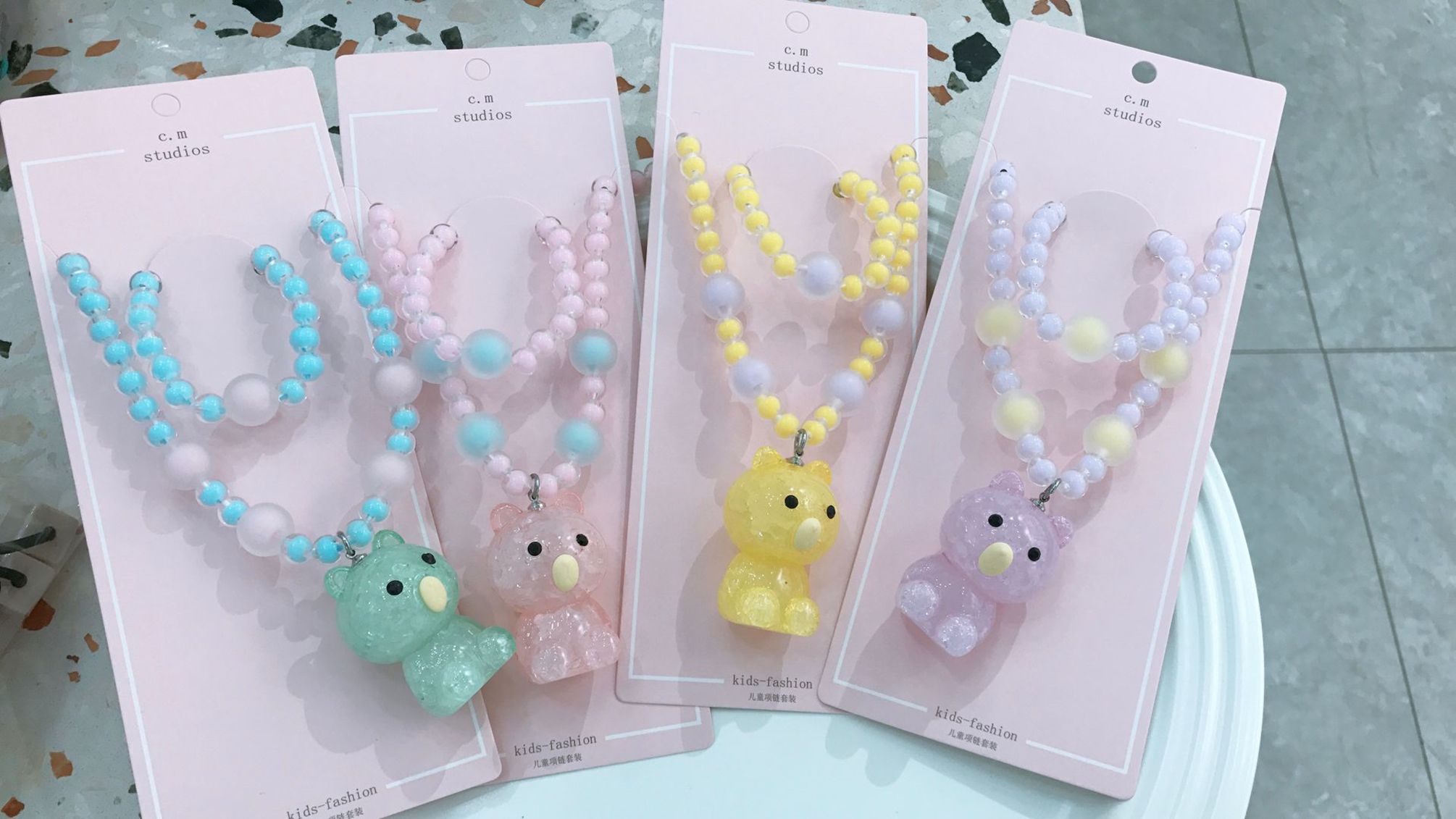 Yiwu Selection Ice cracked Bear necklace Set /8431